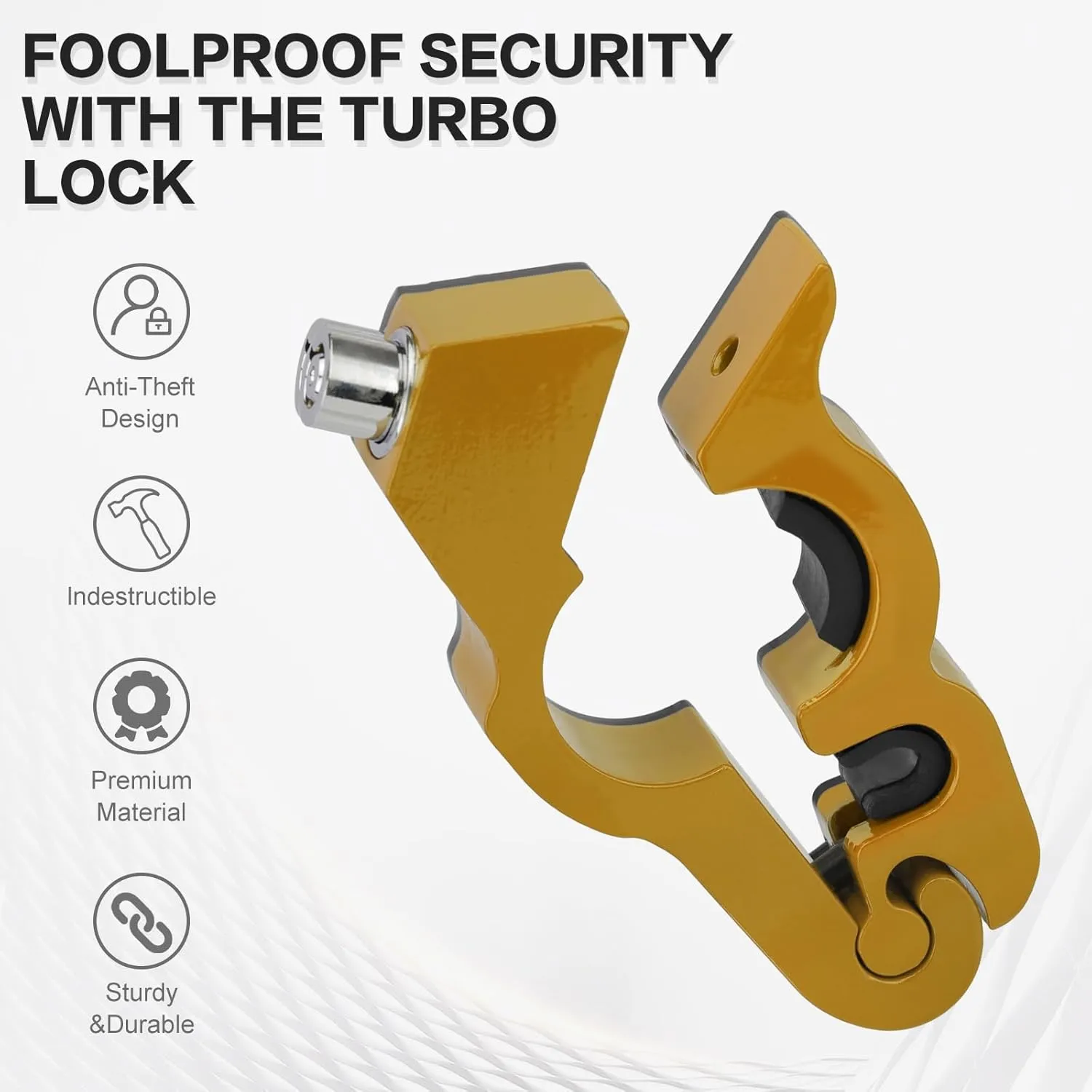 LKV Motorcycle Handlebar Lock Anti-Theft Brake Grip Throttle Lock Gold Adjustable Universal for Bike Scooter Mopeds ATV 2 Pack