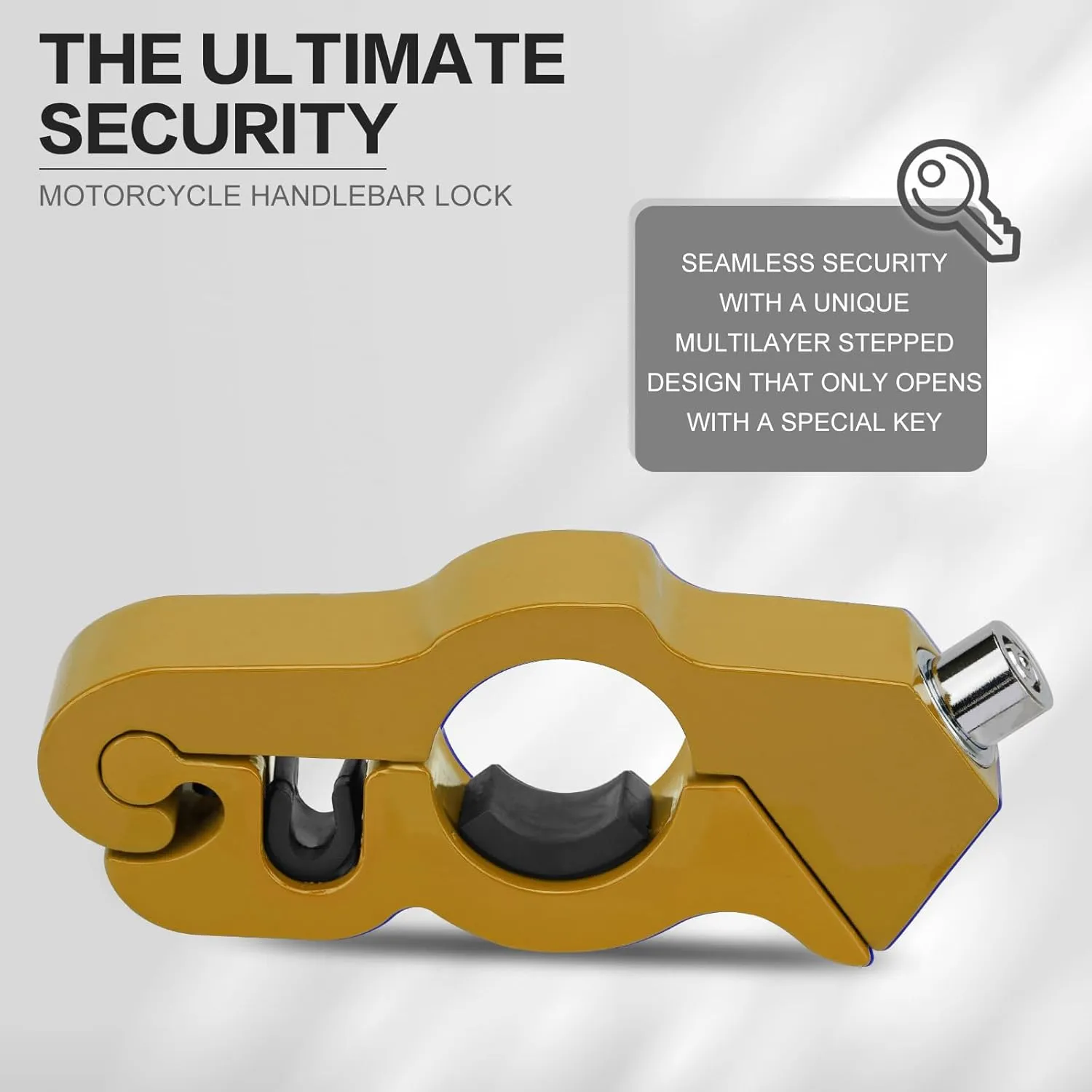 LKV Motorcycle Handlebar Lock Anti-Theft Brake Grip Throttle Lock Gold Adjustable Universal for Bike Scooter Mopeds ATV 2 Pack