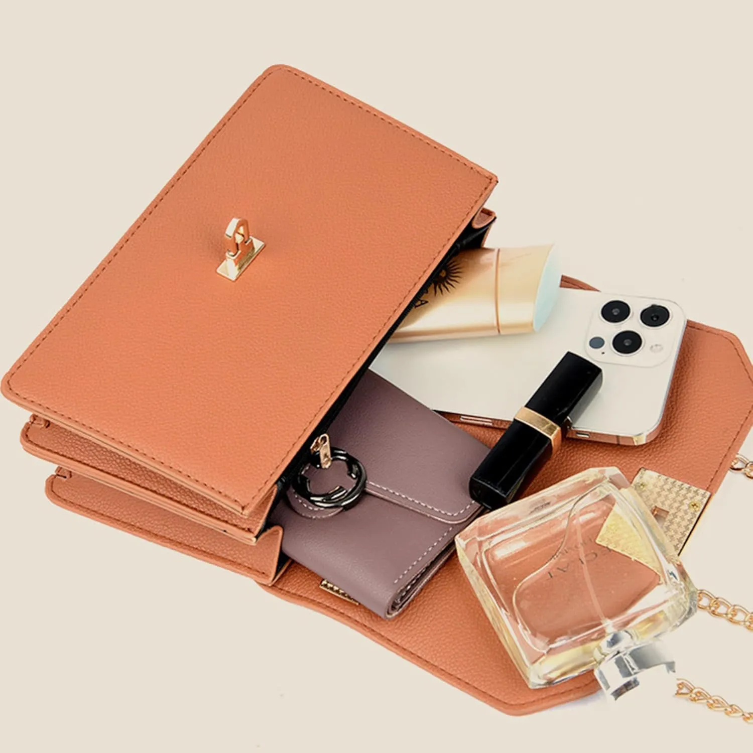 Lock Chain Shoulder Messenger Bags Small Square Bag Leather Bags Women Handbags One-Shoulder Messenger Bag