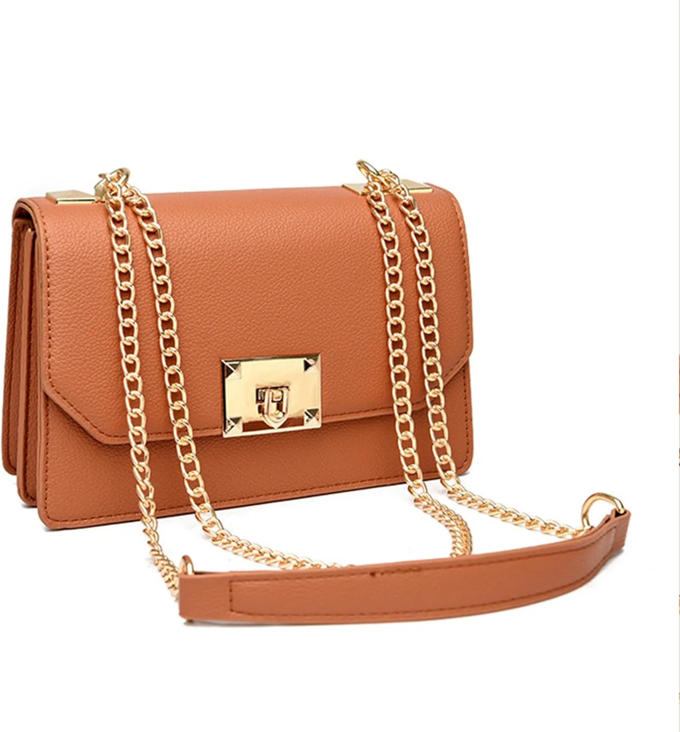 Lock Chain Shoulder Messenger Bags Small Square Bag Leather Bags Women Handbags One-Shoulder Messenger Bag