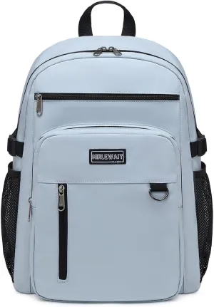 Lohol Lightweight Backpack for Teen Girls Boys, Durable Bookbag with 7 Pockets for School Travel (Blue)