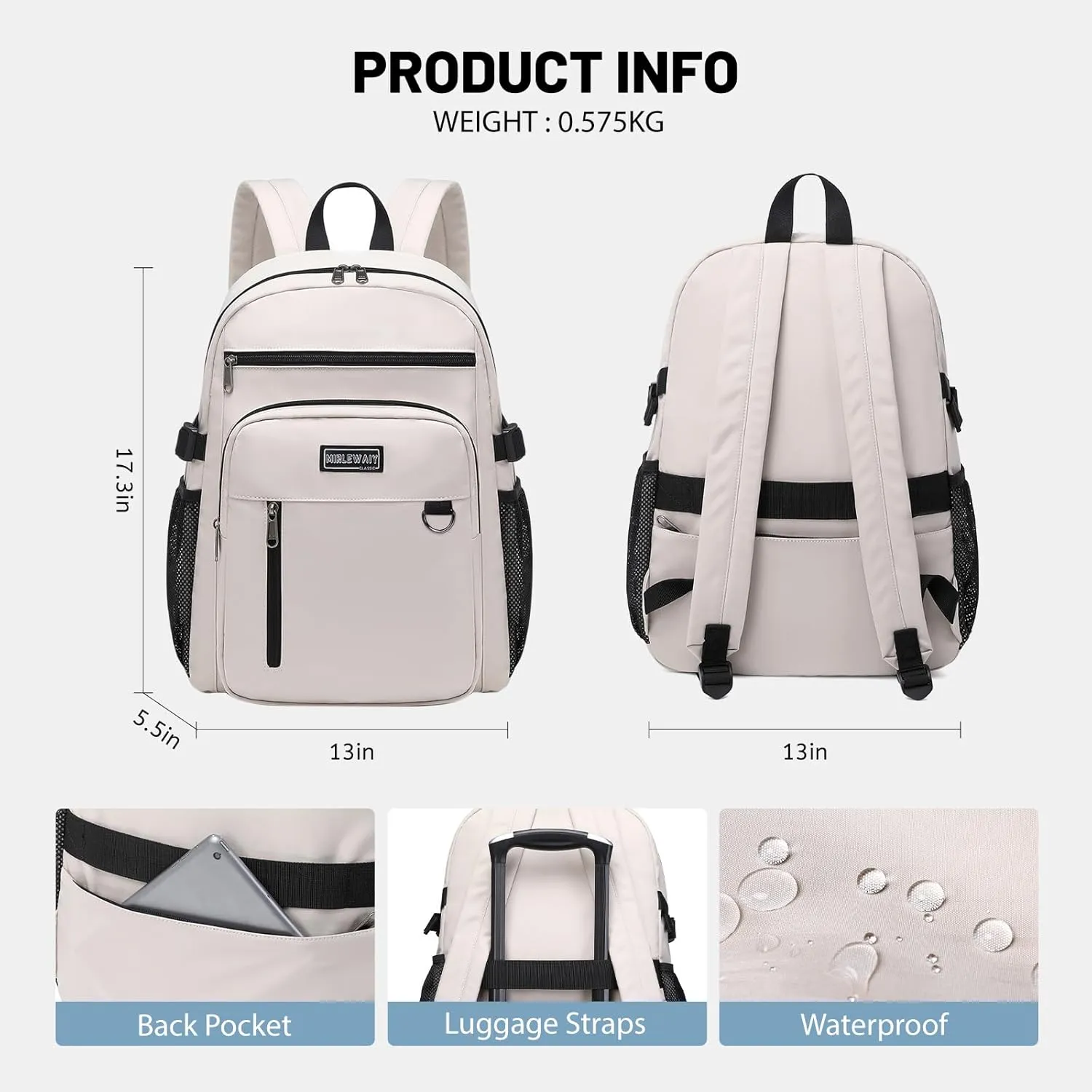 Lohol Lightweight Backpack for Teen Girls Boys, Durable Bookbag with 7 Pockets for School Travel (Blue)