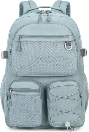 Lohol Water Resistant Backpack with Mulitiple Pockets for School Travel Outdoor College, 15.6 inch Laptop Daypack for Men and Women (Grey Blue)