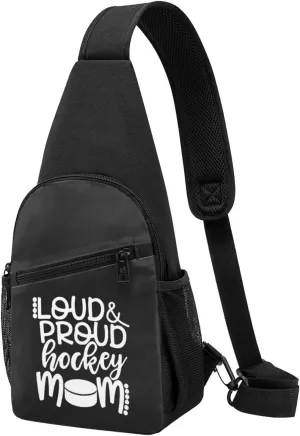 Loud Proud Hockey Mom Crossbody Shoulder Bag Casual Crossbody Chest Bag Travel Bag
