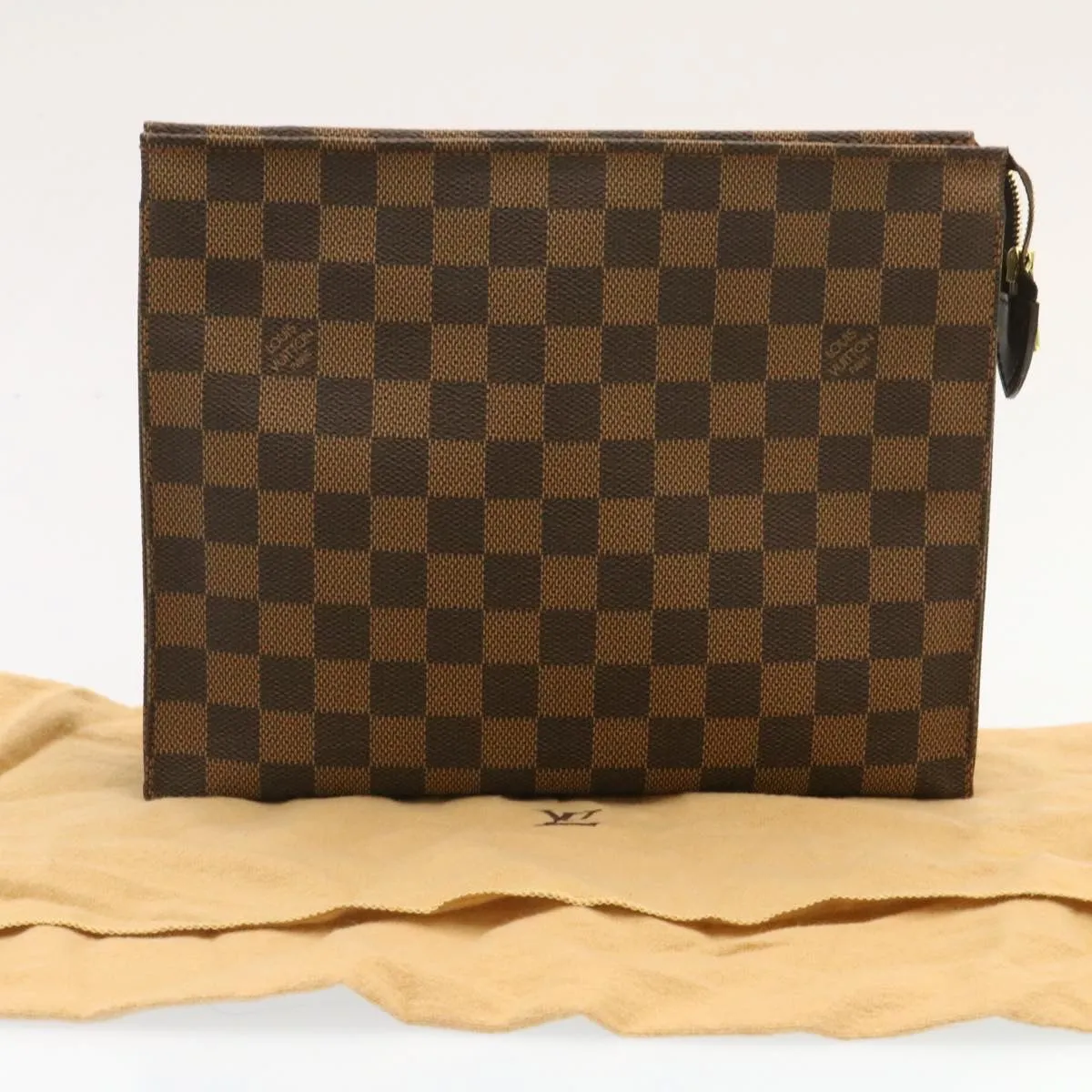 LOUIS VUITTON Damier Ebene Poche Toilette 26 Pouch N47543 LV Auth 26871A