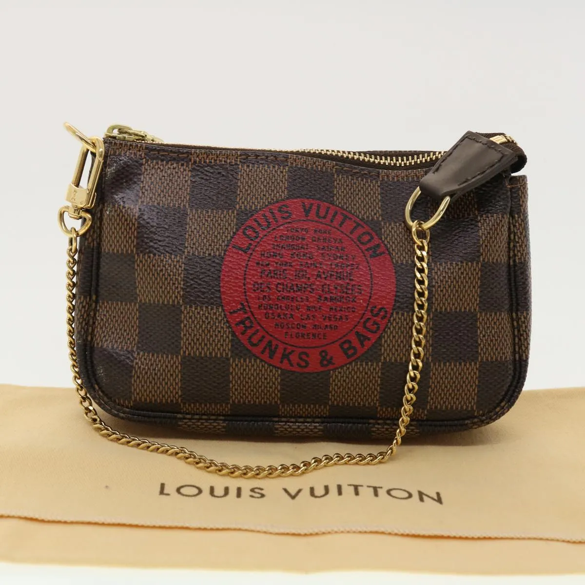 LOUIS VUITTON Damier Ebene T&B Mini Pochette Accessoires Pouch N58011 Auth 39918