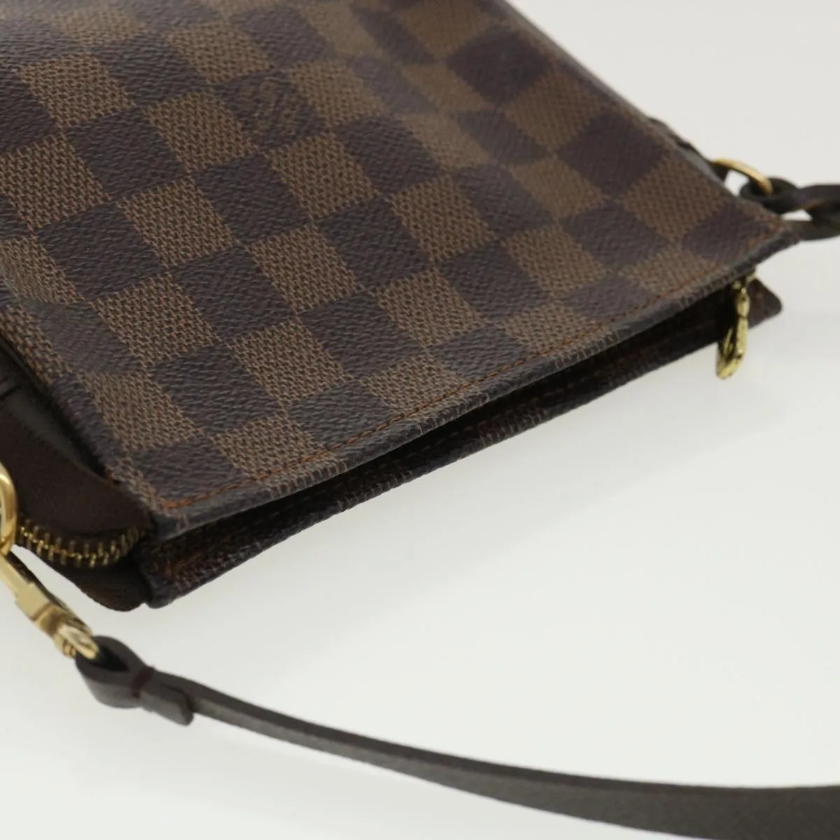 LOUIS VUITTON Damier Ebene Trousse Makeup Hand Pouch N51982 LV Auth 31536