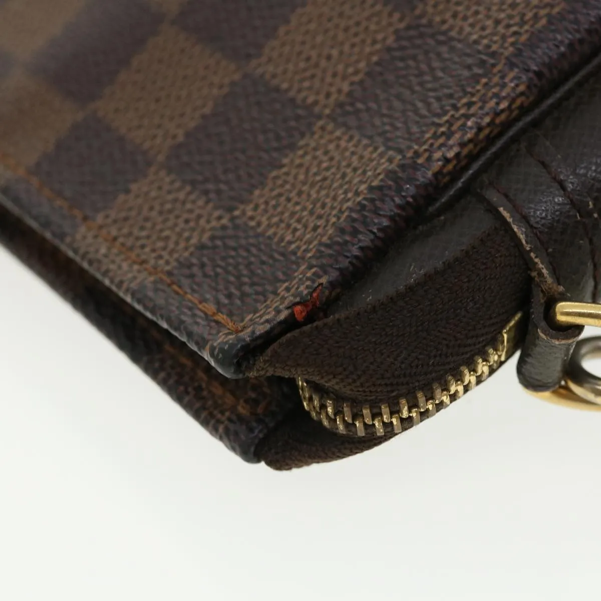 LOUIS VUITTON Damier Ebene Trousse Makeup Hand Pouch N51982 LV Auth 31536