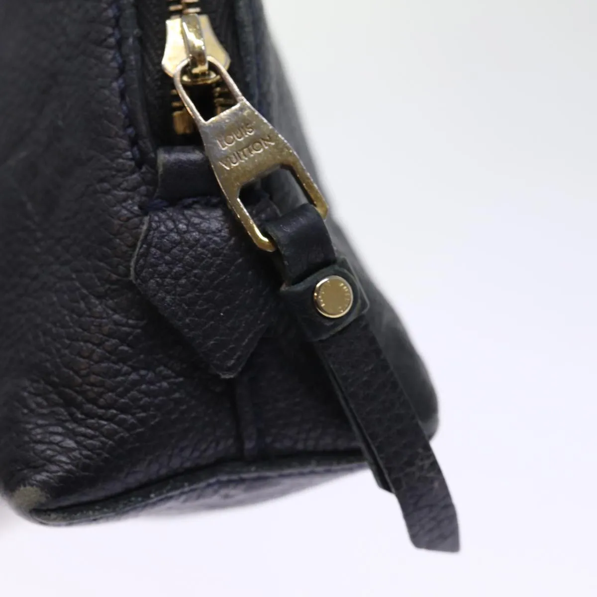 LOUIS VUITTON Empreinte Pochette Cosmetic PM Pouch Navy M69413 LV Auth 75459