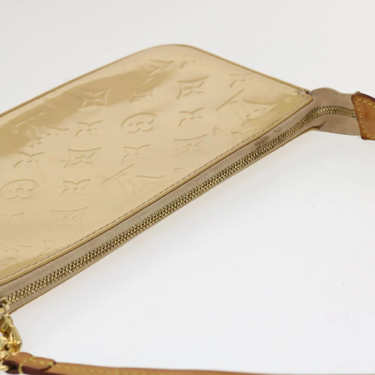 LOUIS VUITTON Vernis Pochette Accessoires Pouch Rose Velours M91575 Auth 36948