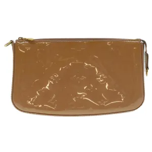LOUIS VUITTON Vernis Pochette Accessoires Pouch Rose Velours M91575 Auth 37888