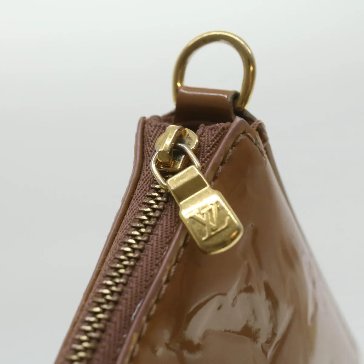 LOUIS VUITTON Vernis Pochette Accessoires Pouch Rose Velours M91575 Auth 37888