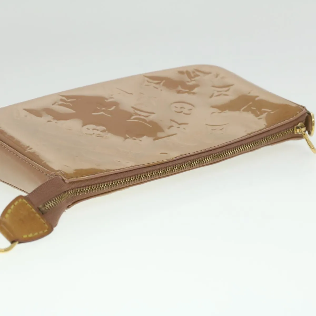 LOUIS VUITTON Vernis Pochette Accessoires Pouch Rose Velours M91575 Auth 37888