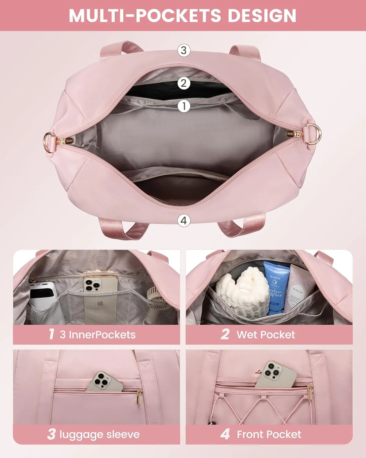 LOVEVOOK Gym Bag With Shoe Compartment, Lightweight Sports Travel Duffel Bag, Carry On Bag Weekender Overnight Bag, Water Resistant Sports Gym Tote Bags Swimming Yoga