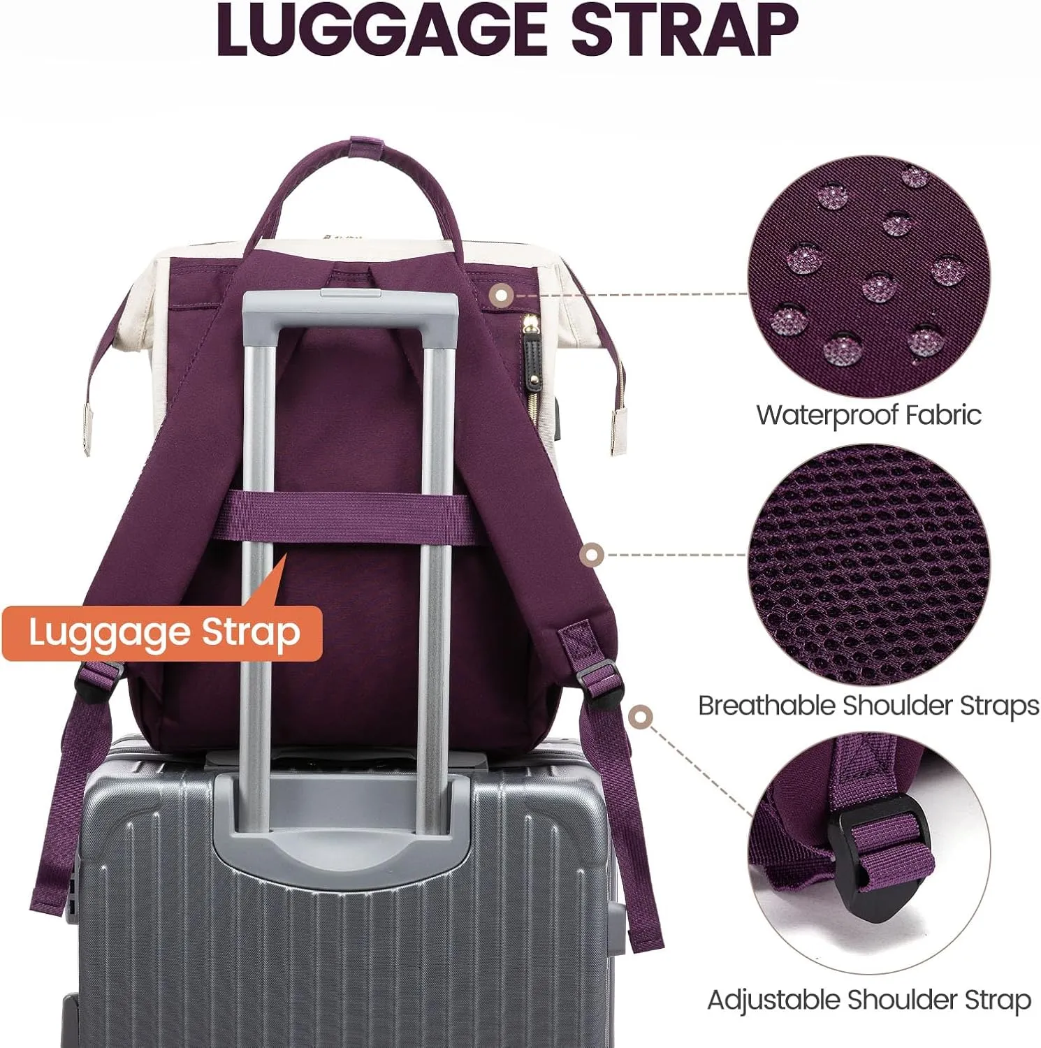 LOVEVOOK Laptop Backpack for Women, 15.6 Inch Work Business Backpacks Purse with USB Port, Large Capacity Nurse Bag College Bookbag for School, Waterproof Casual Daypack for Travel
