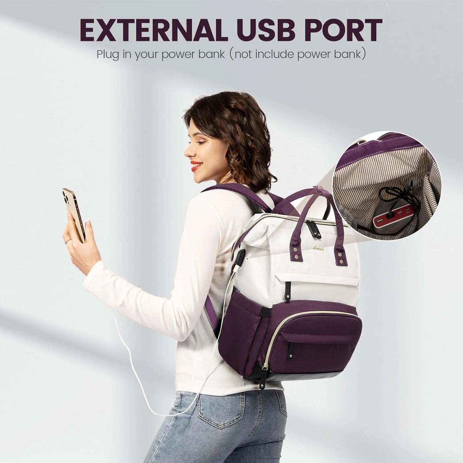 LOVEVOOK Laptop Backpack for Women, 15.6 Inch Work Business Backpacks Purse with USB Port, Large Capacity Nurse Bag College Bookbag for School, Waterproof Casual Daypack for Travel