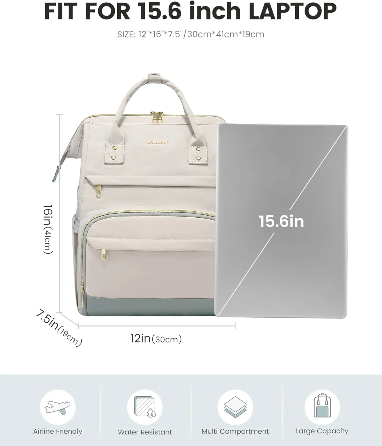LOVEVOOK Laptop Backpack for Women Large Capacity Work Travel Backpack Purse Airline Approved 15.6-Inch College Nurse Teacher Bag with USB Port