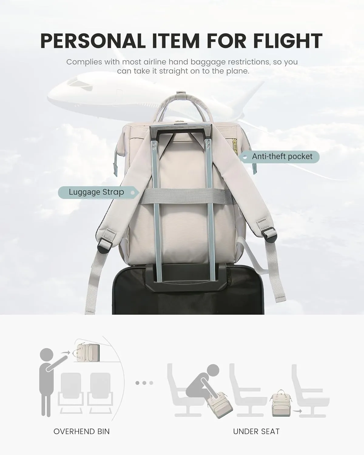 LOVEVOOK Laptop Backpack for Women Large Capacity Work Travel Backpack Purse Airline Approved 15.6-Inch College Nurse Teacher Bag with USB Port