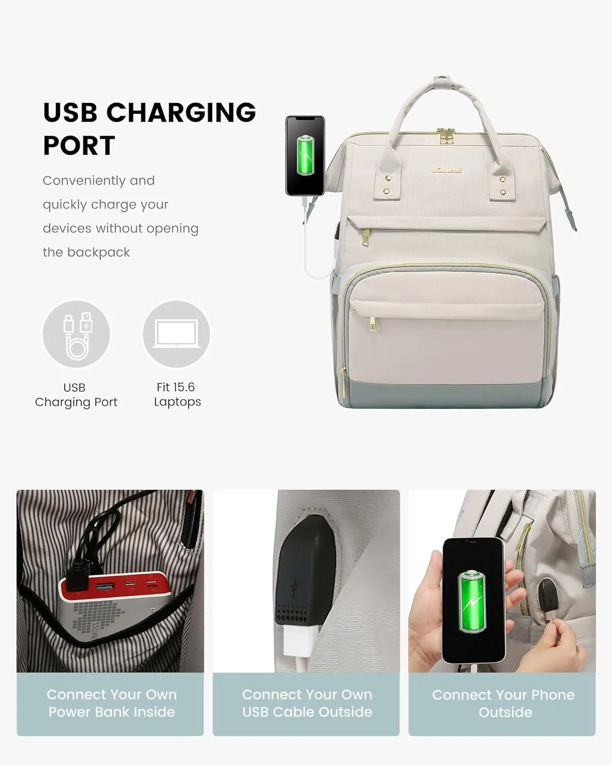 LOVEVOOK Laptop Backpack for Women Large Capacity Work Travel Backpack Purse Airline Approved 15.6-Inch College Nurse Teacher Bag with USB Port