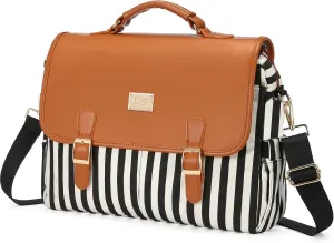 LOVEVOOK Laptop Bag for Women, 15.6 Inch Large Capacity Computer Teacher Bags Work Business Bags Tote Briefcase Purse, Cute Shoulder Messenger Bag Laptop Sleeve Case, Dark Green-Beige
