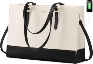 LOVEVOOK Laptop Tote for Women, Fashion Computer Bag 15.6 Inch Large Handbag, Shoulder Bag Purse for Business Work