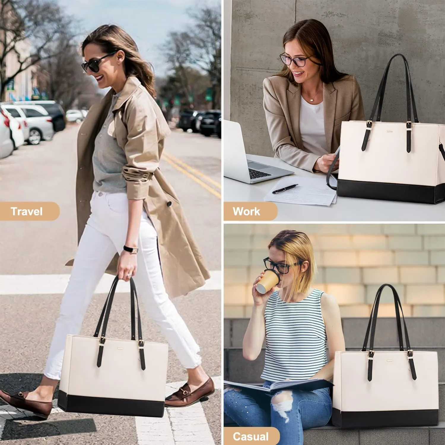 LOVEVOOK Laptop Tote for Women, Fashion Computer Bag 15.6 Inch Large Handbag, Shoulder Bag Purse for Business Work
