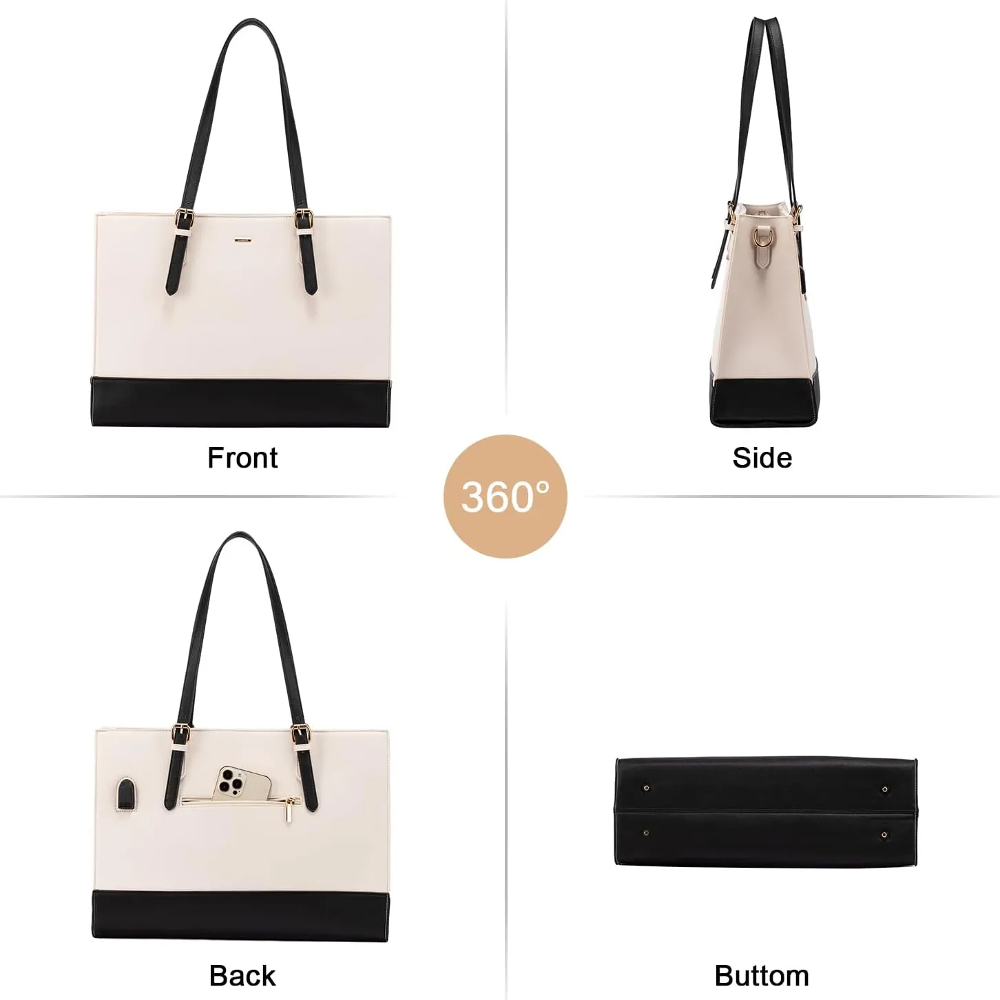 LOVEVOOK Laptop Tote for Women, Fashion Computer Bag 15.6 Inch Large Handbag, Shoulder Bag Purse for Business Work