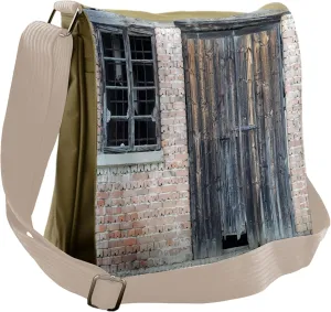 Lunarable Street Messenger Bag, Old Abandoned House Brick, Unisex Cross-body