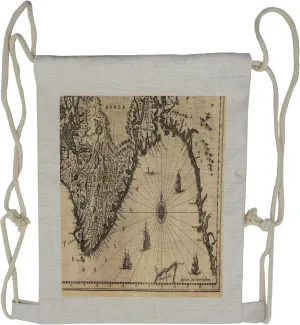 Lunarable World Map Drawstring Backpack, Norway Viking Scandinavia, Sackpack Bag