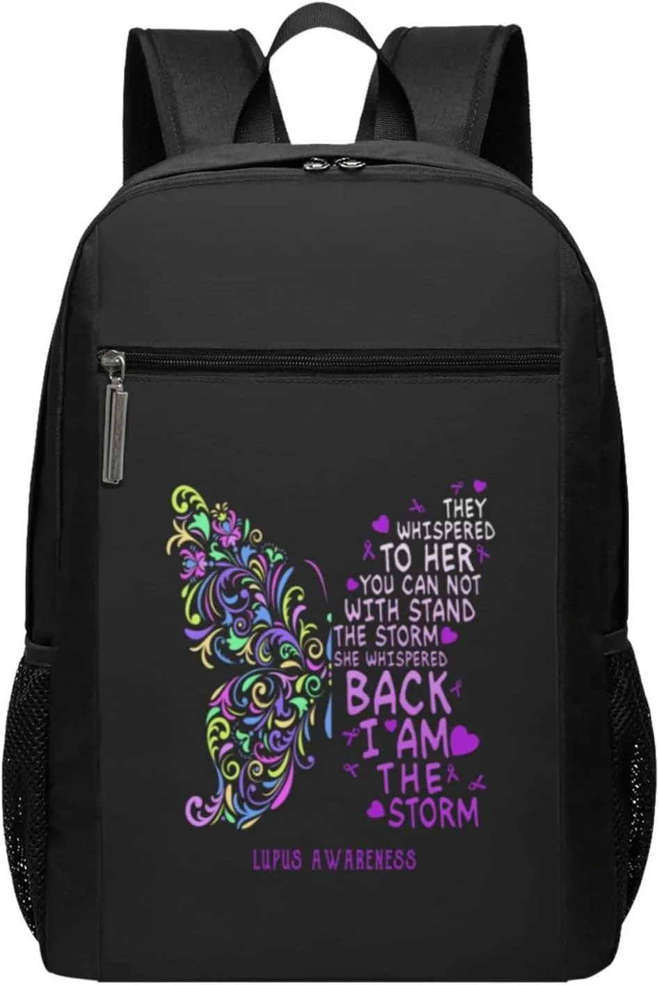 Lupus Awareness Butterfly of Hope Travel Laptop Backpack, Business Anti Theft Slim Sturdy Laptops Backpacks, College Computer Bag Gift for Men & Women Fits 17 Inch Notebook,Black