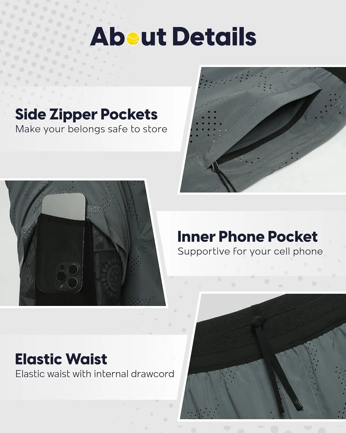 maamgic Men's 2 in 1 Gym Shorts 5 Inch Athletic Tennis Shorts Stretch Workout Running Shorts with Liner