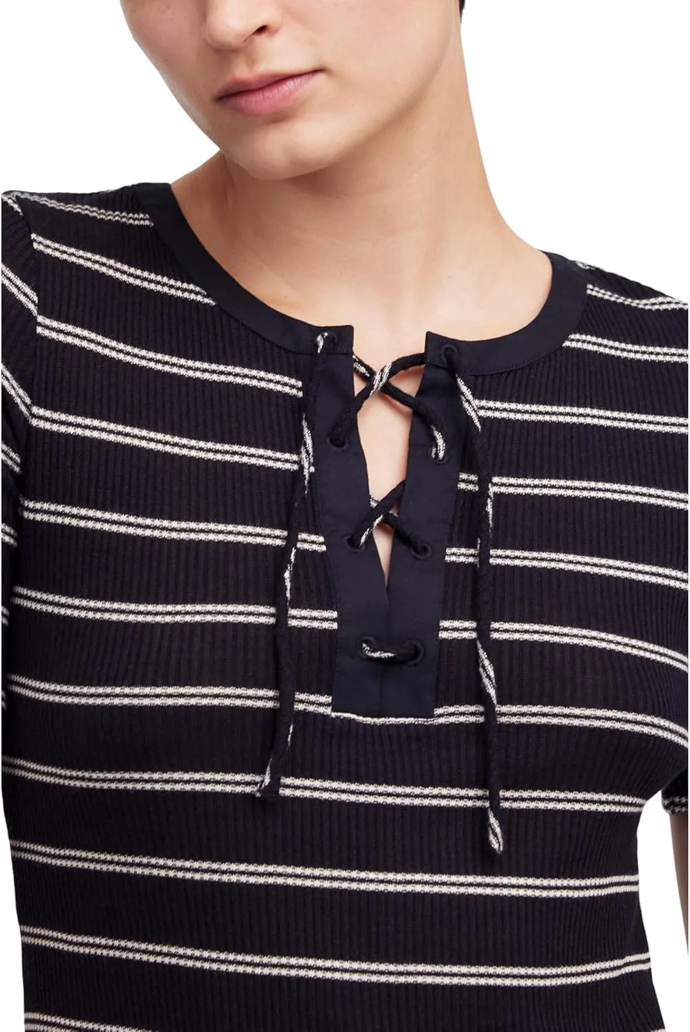 Madewell Women's Lace Up Short Sleeve Stripe