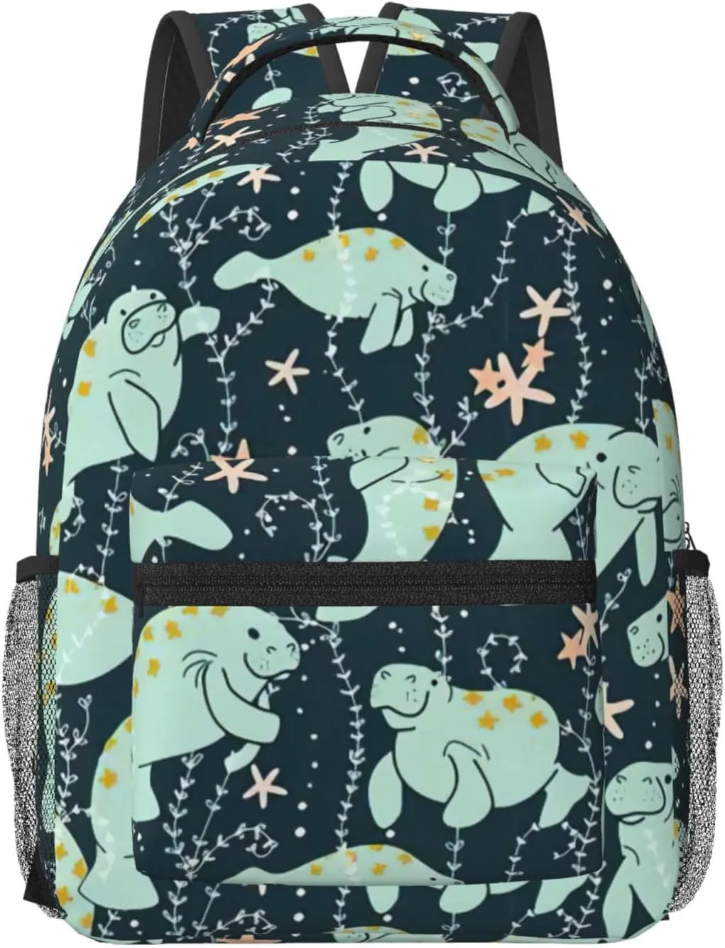 Manatee Animals Calf Print Laptop Backpack,Personal Item Travel Bag,Travel Backpack Carry On Flight Approved