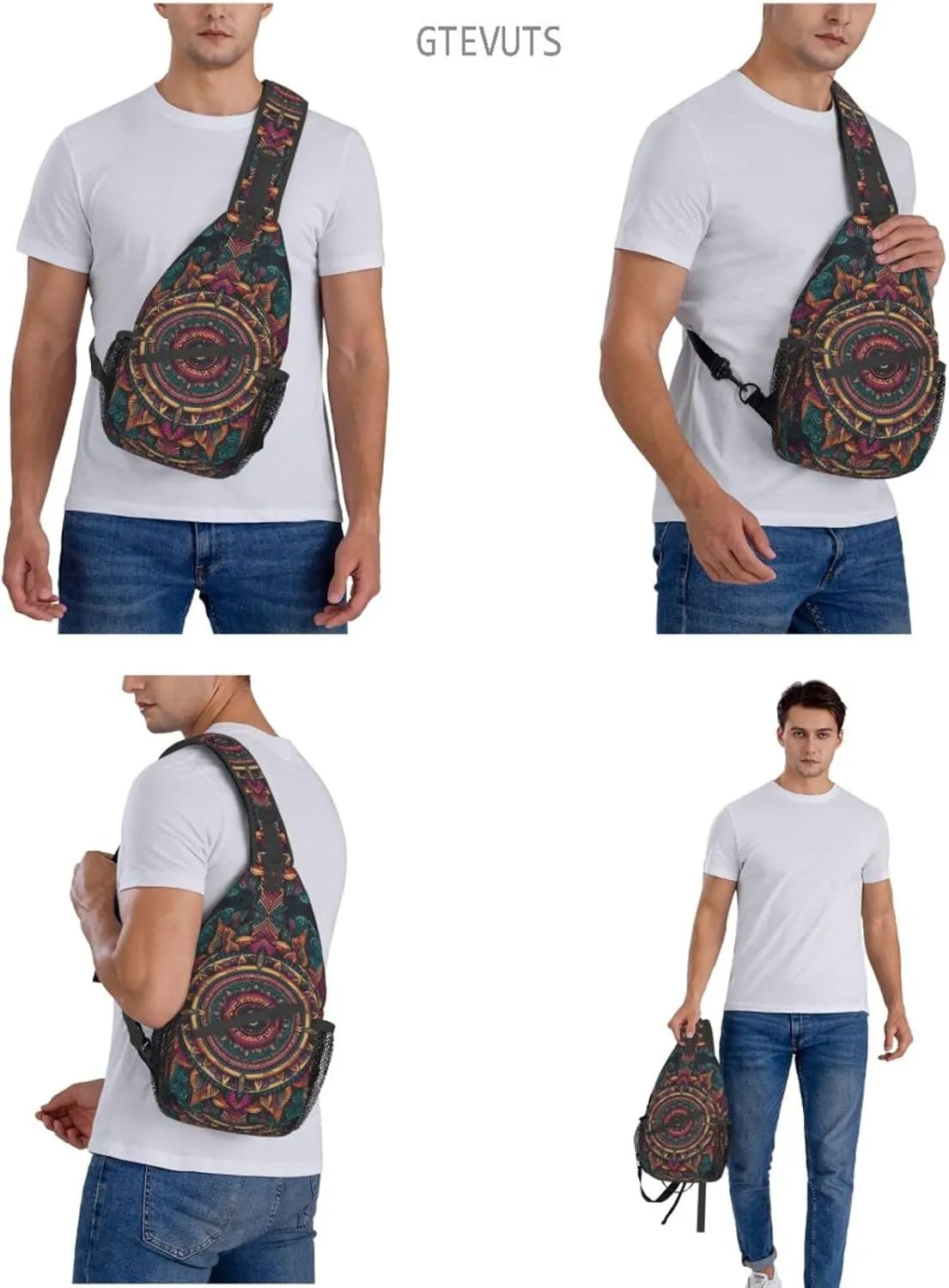 Mandala Sling Backpack Chest Bag Crossbody Shoulder Bag Gym Cycling Travel Hiking Daypack For Men Women