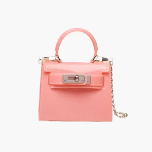 Margaret – Mini Glossy Chain Crossbody Bag with Silver Lock