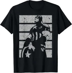 Marvel Avengers Vintage Captain America Retro Silhouette T-Shirt