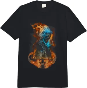 Marvel Ghost Rider Flaming Chains City Portrait Comfort Colors Adult Heavyweight T-shirt