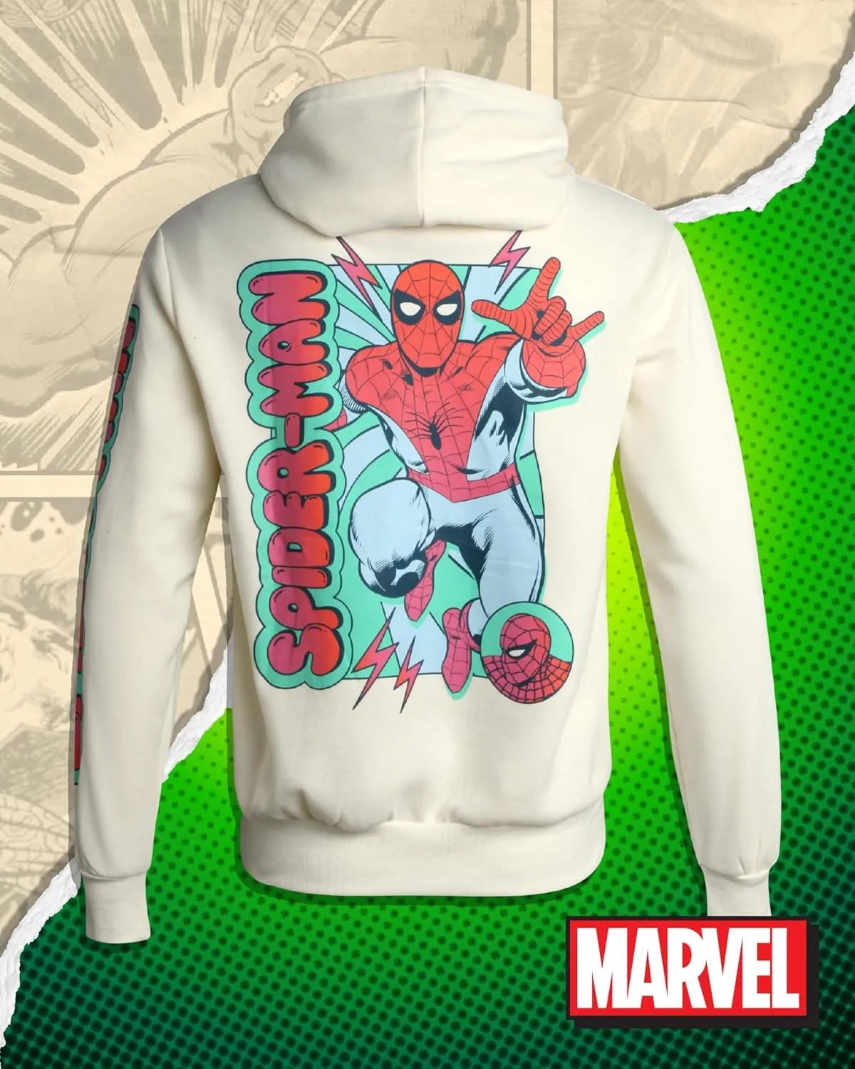 Marvel Men’s Avengers Fleece Hoodie Sweatshirt – Retro Iron Man, Hulk, Captain America, Thor, Spider-Man