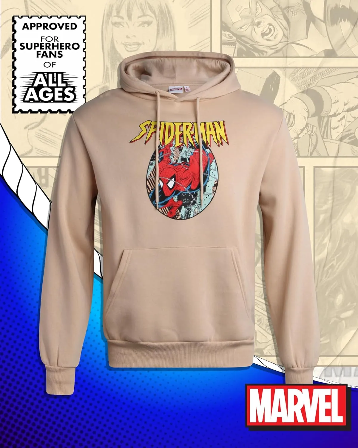 Marvel Men’s Avengers Fleece Hoodie Sweatshirt – Retro Iron Man, Hulk, Captain America, Thor, Spider-Man