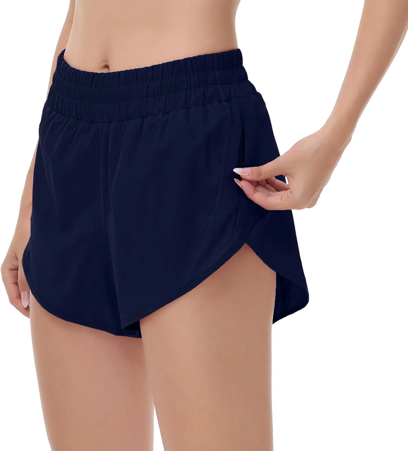 MCEDAR Women's Running Shorts Mesh Liner Quick Dry Athletic Gym Track Workout Shorts with Elastic and Zip Pocket