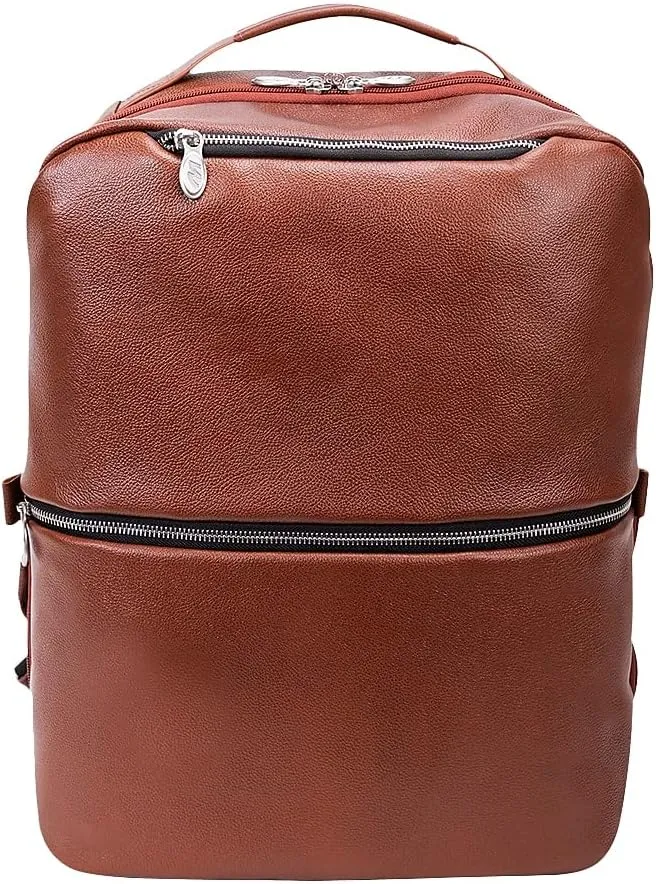 McKlein 17" Leather, 2-in-1, Laptop & Tablet, Convertible Travel Backpack & Cross-Body- EAST SIDE- Brown