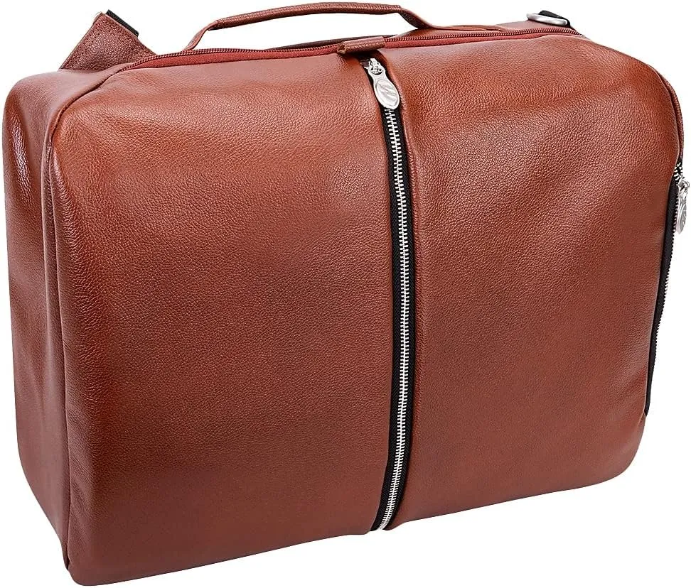 McKlein 17" Leather, 2-in-1, Laptop & Tablet, Convertible Travel Backpack & Cross-Body- EAST SIDE- Brown