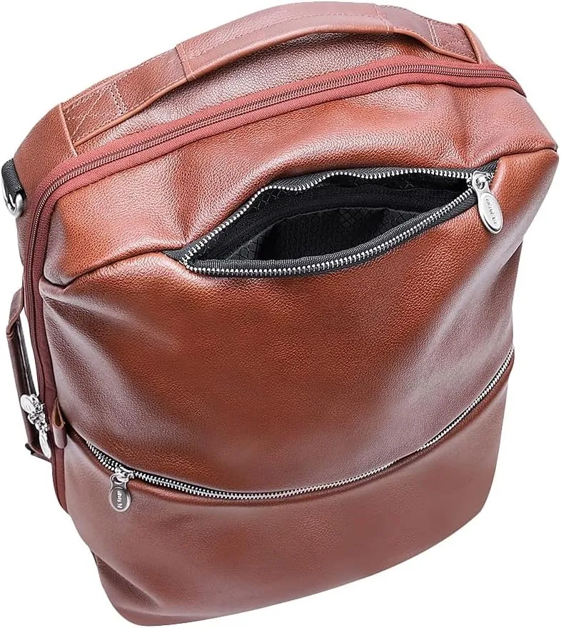 McKlein 17" Leather, 2-in-1, Laptop & Tablet, Convertible Travel Backpack & Cross-Body- EAST SIDE- Brown