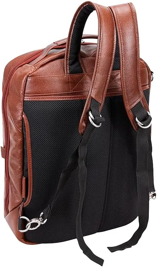 McKlein 17" Leather, 2-in-1, Laptop & Tablet, Convertible Travel Backpack & Cross-Body- EAST SIDE- Brown
