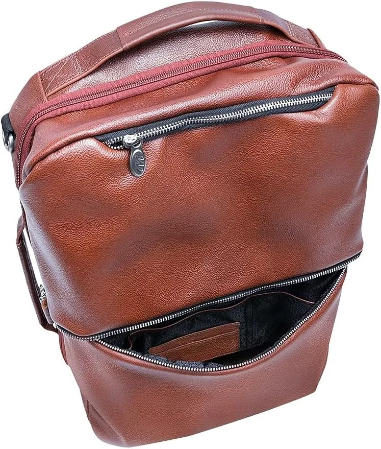 McKlein 17" Leather, 2-in-1, Laptop & Tablet, Convertible Travel Backpack & Cross-Body- EAST SIDE- Brown
