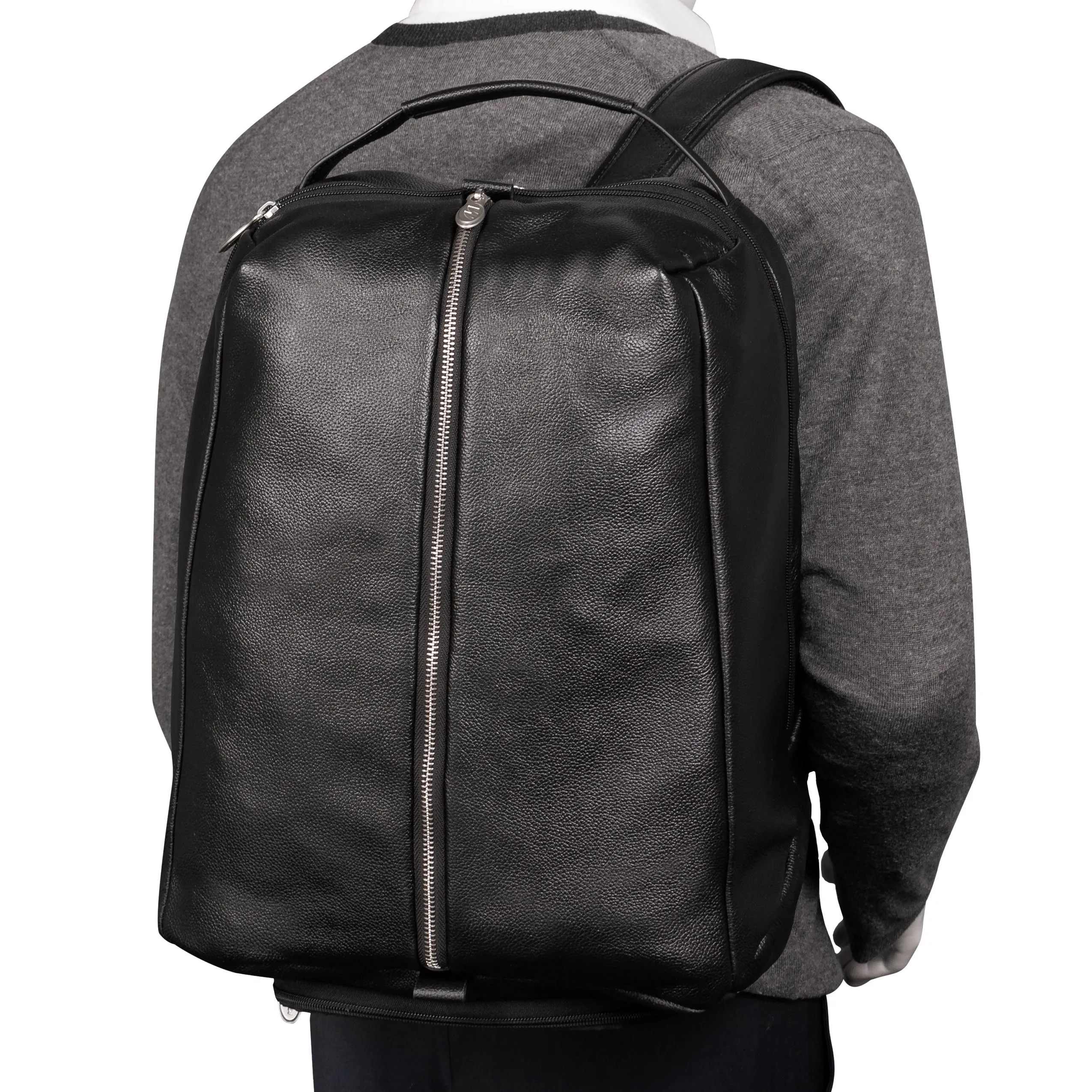 McKlein USA South Shore 17" Leather Carry-All Laptop & Tablet Overnight Backpack
