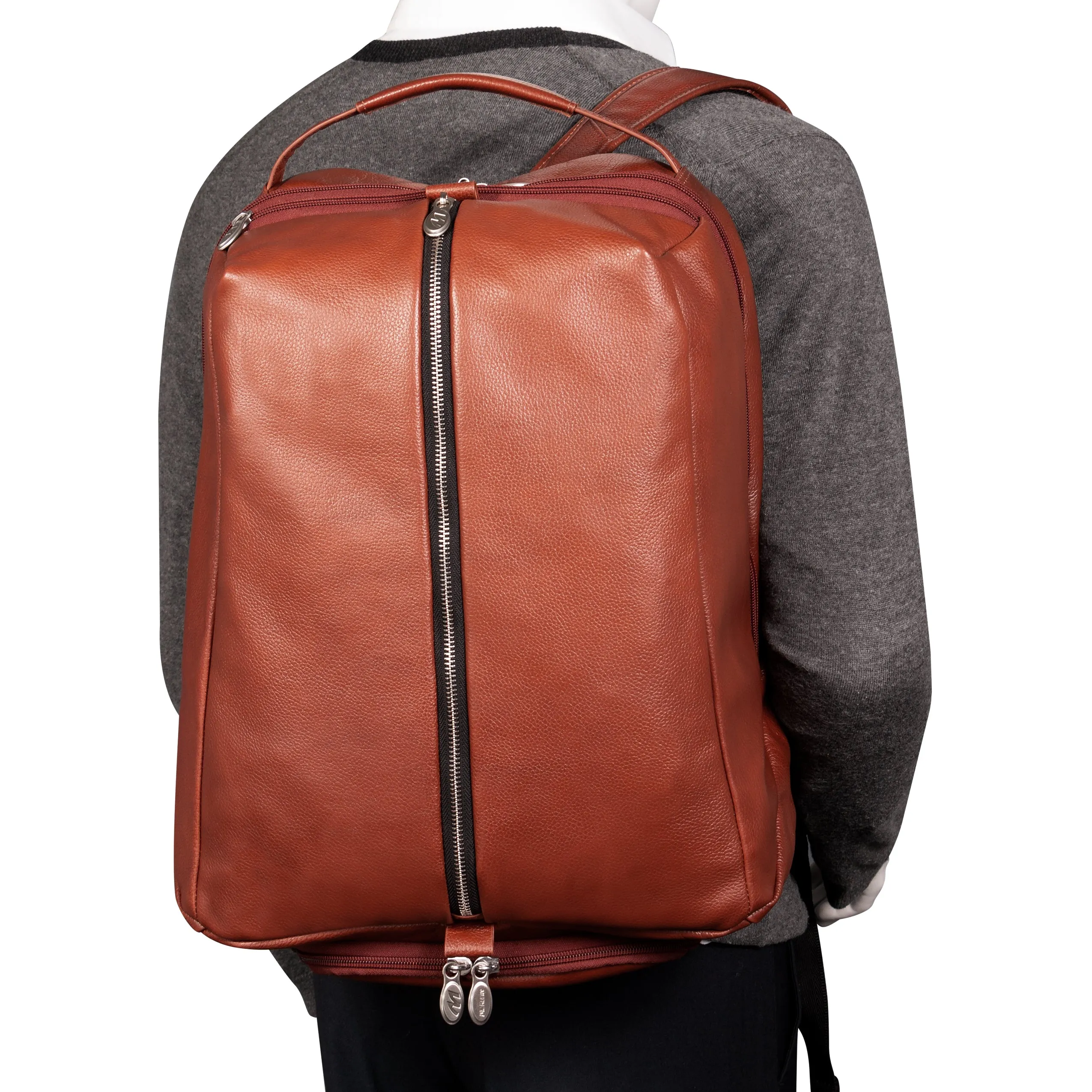 McKlein USA South Shore 17" Leather Carry-All Laptop & Tablet Overnight Backpack
