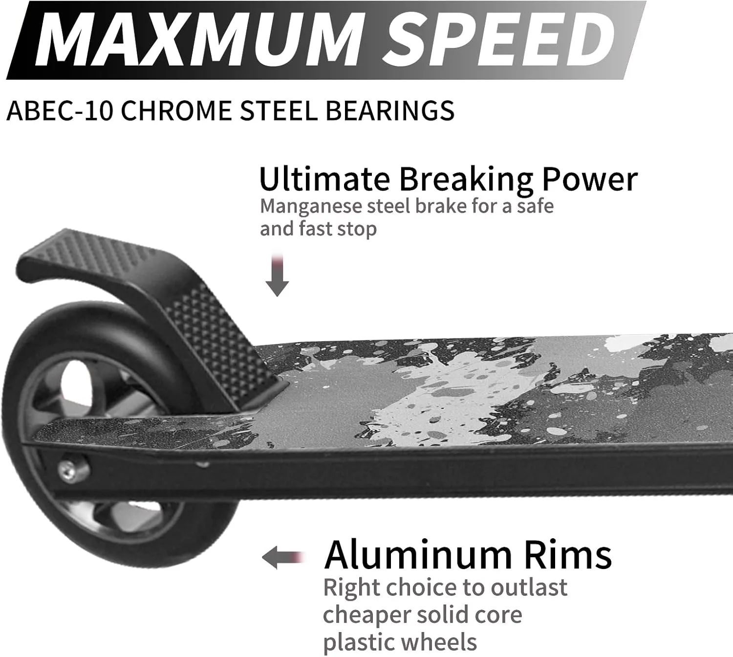 MEE GOO Pro Freestyle Stunt Scooter Trick Scooter Lightweight Alloy Deck Heavy-Duty Frame Bearing up to 220 LB for Intermediate and Beginner Skate Park ABEC-10 Bearings