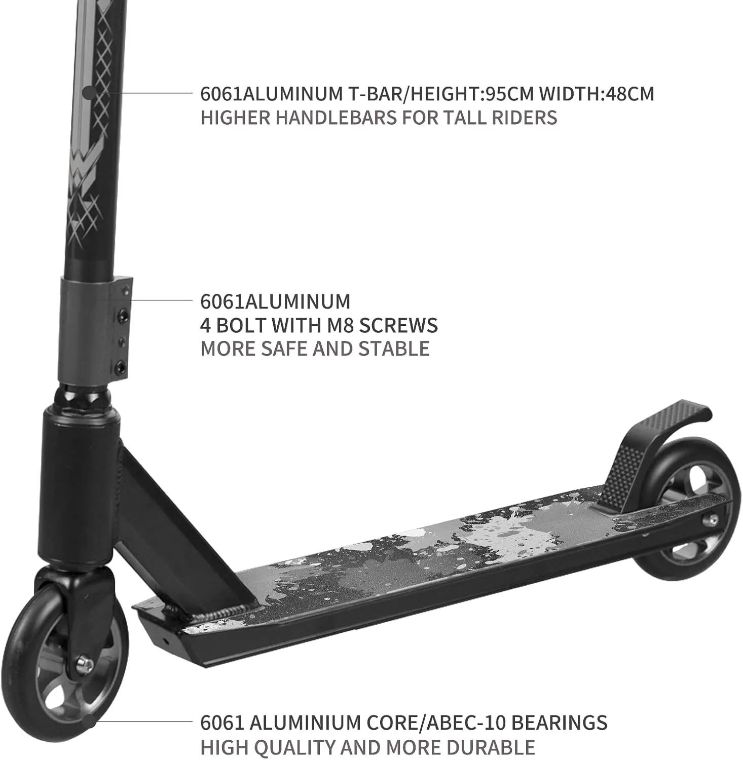 MEE GOO Pro Freestyle Stunt Scooter Trick Scooter Lightweight Alloy Deck Heavy-Duty Frame Bearing up to 220 LB for Intermediate and Beginner Skate Park ABEC-10 Bearings