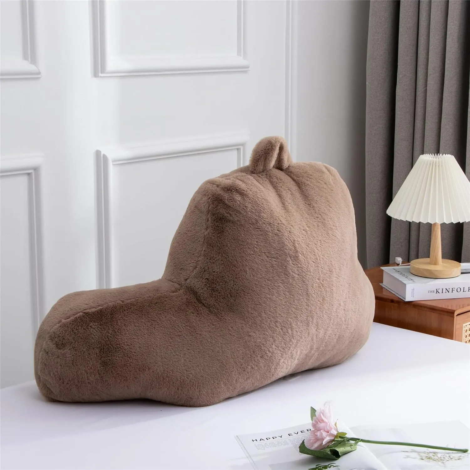Meeting Story Reading Pillow Adult Backrest with Arms, Back Pillow Support for Sitting Up in Bed Chair Pillow Reading & Bed Rest Pillows (Khaki,Large)